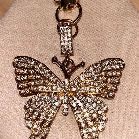 Gold tone butterfly purse charm keychain - Picture 3 of 6